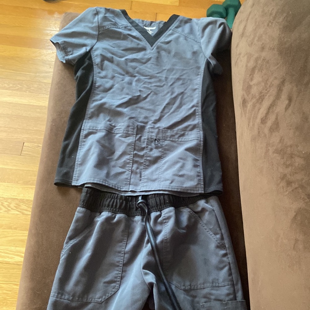 Gray and Black Scrubs Set
